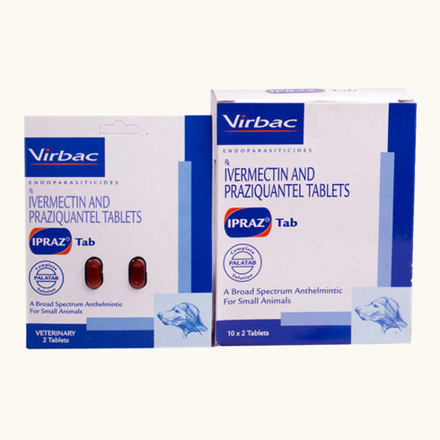 Virbac Ipraz Dewormer tablets for Dogs (Pack of 2 Tablets)