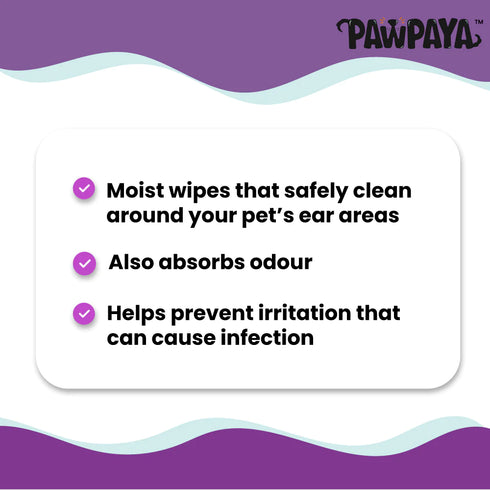 Pawpaya Ear Wipes for Dogs & Cats | 25 Wipes