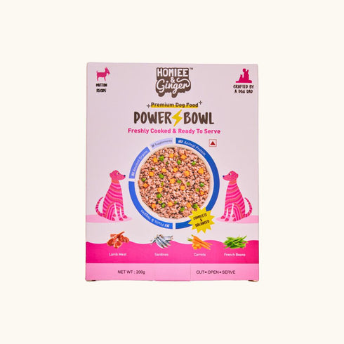 Homiee & Ginger power bowl Mutton & Sardines fresh food for dogs