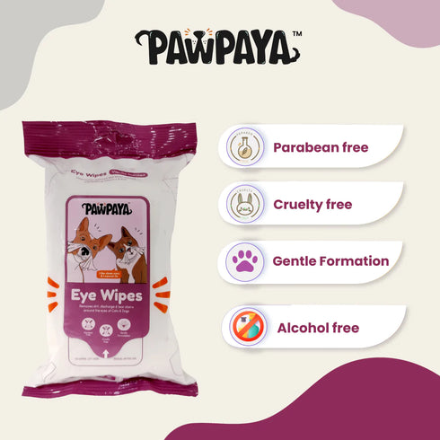 Pawpaya Eye Wipes for Dogs & Cats | 25 Wipes
