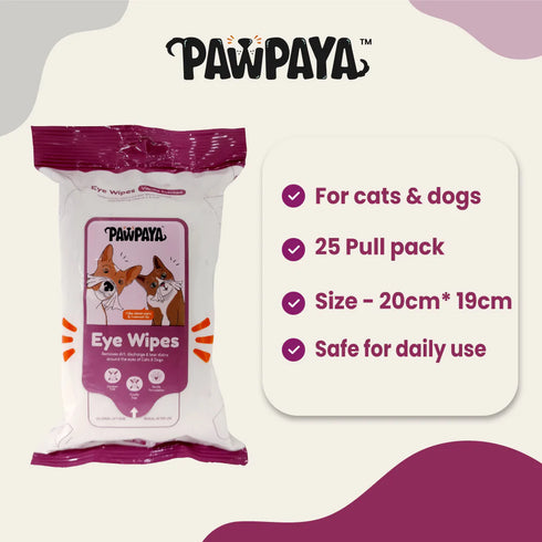 Pawpaya Eye Wipes for Dogs & Cats | 25 Wipes