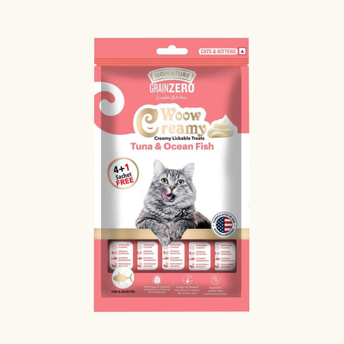 signature grain zero woow creamy tuna and ocean fish lickable treats for cats