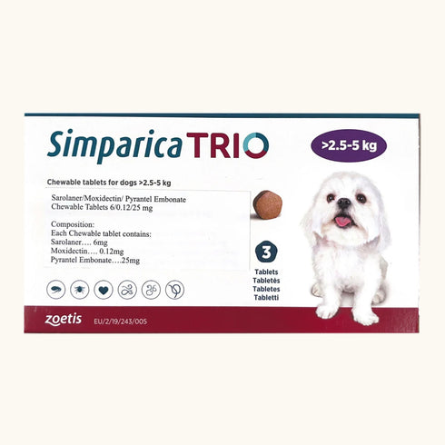 Zoetis Simparica Trio Dog Tick and Flea Control Tablet