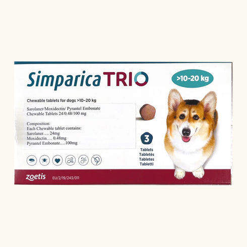 Zoetis Simparica Trio Dog Tick and Flea Control Tablet