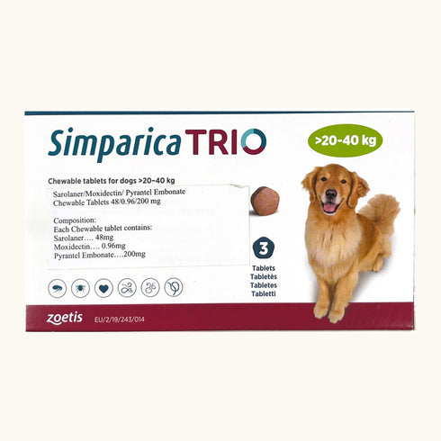 Zoetis Simparica Trio Dog Tick and Flea Control Tablet