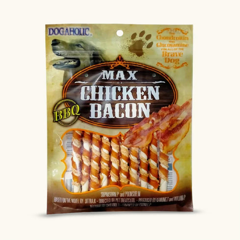 Dogaholic Max Barbeque Chicken Bacon Sticks Dog Treats