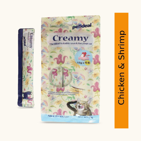 Petideal Creamy Cat Treat Chicken & Shrimp - 60gm