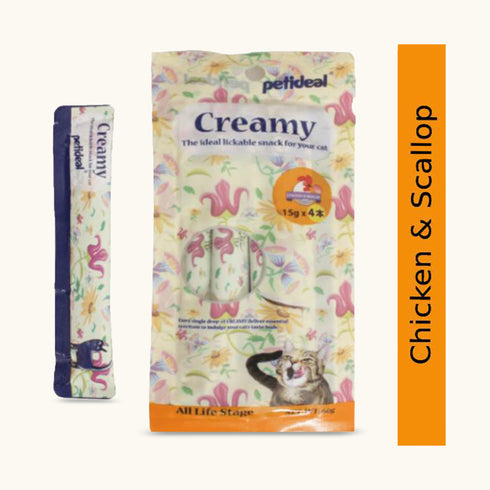 Petideal Creamy Cat Treat Chicken & Scallop - 60gm