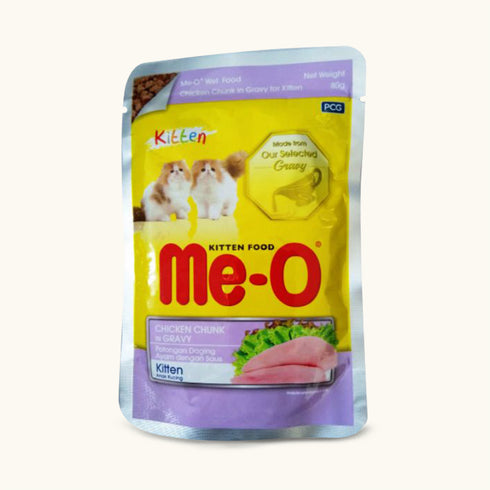Me-O Chicken Chunks in Gravy Pouch Kitten Cat Wet Food