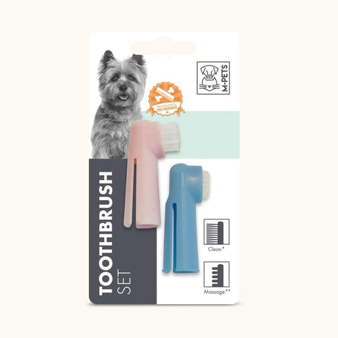 M-Pets Toothbrush Set of 2pcs Pink & Blue For Puppy/Dog
