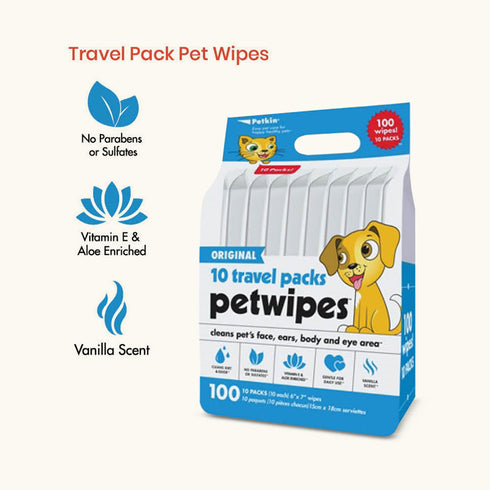 Petkin Travel Pack Pet Wipes - 100 Pcs
