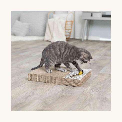 Trixie Germany Scratching Cardboard with Toys for Cats - White - 38 × 30 cm