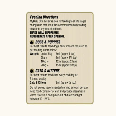 My Beau Vet Collection Skin & Hair Food Supplement for Pets