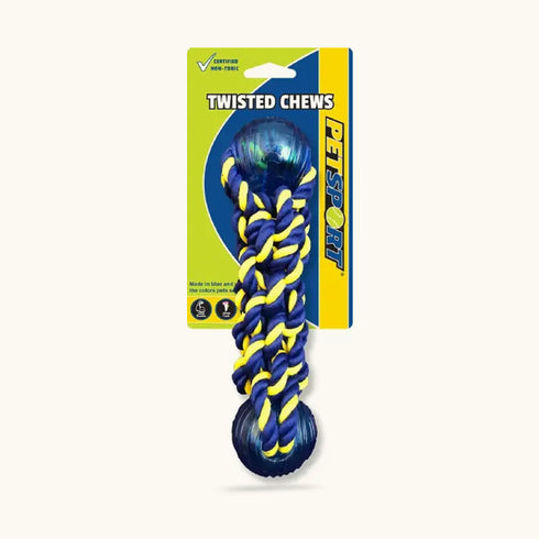 Petsport Twisted Chews-Medium Braided Cotton Rope Bumper With 2 Tpr Balls, 24 Cm