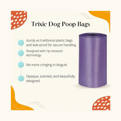 Trixie Poop Bags for Dogs. Lavender Scented (Purple)