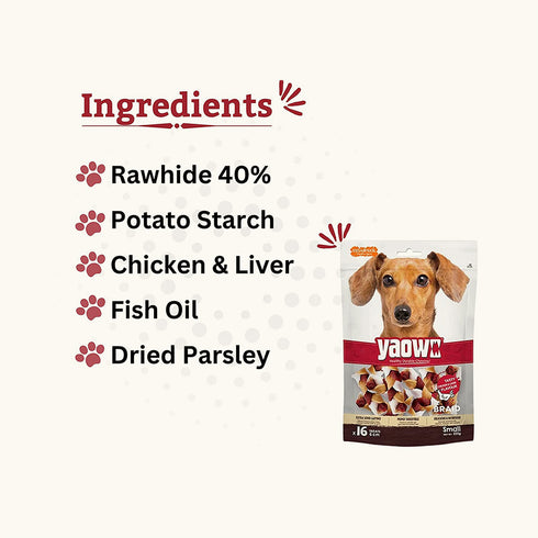 Gnawlers Yaowo Braid Chicken And Liver For Puppy Dog Treats (2.5 inch)