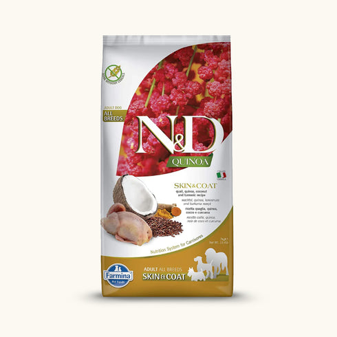Farmina N&D Quinoa (Skin & Coat) Quail & Coconut all Breed , Grain-Free, Adult Dry Dog Food