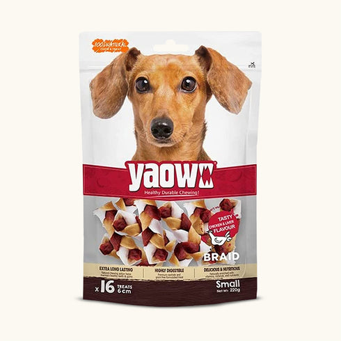 Gnawlers Yaowo Braid Chicken And Liver For Puppy Dog Treats (2.5 inch)